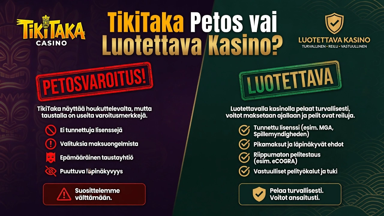 TikiTaka Petos vai Luotettava Kasino?